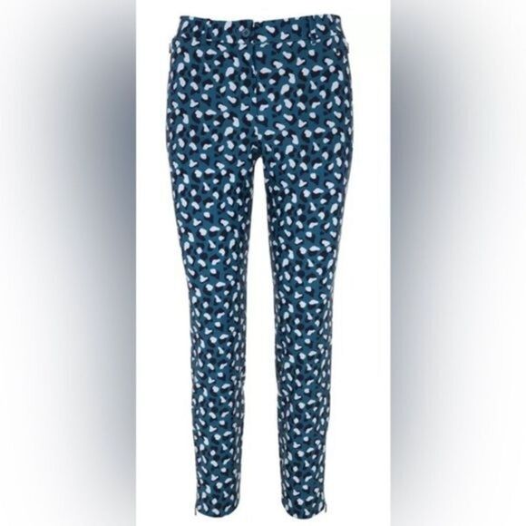 NWT J. Lindeberg Women’s PIA Golf Ankle Pants Moroccan Blue Animal Print Size 26 - Picture 1 of 11
